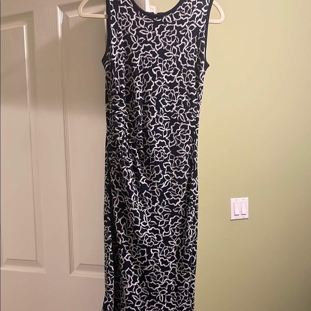 New York & Company Navy Blue and White Floral Maxi Dress